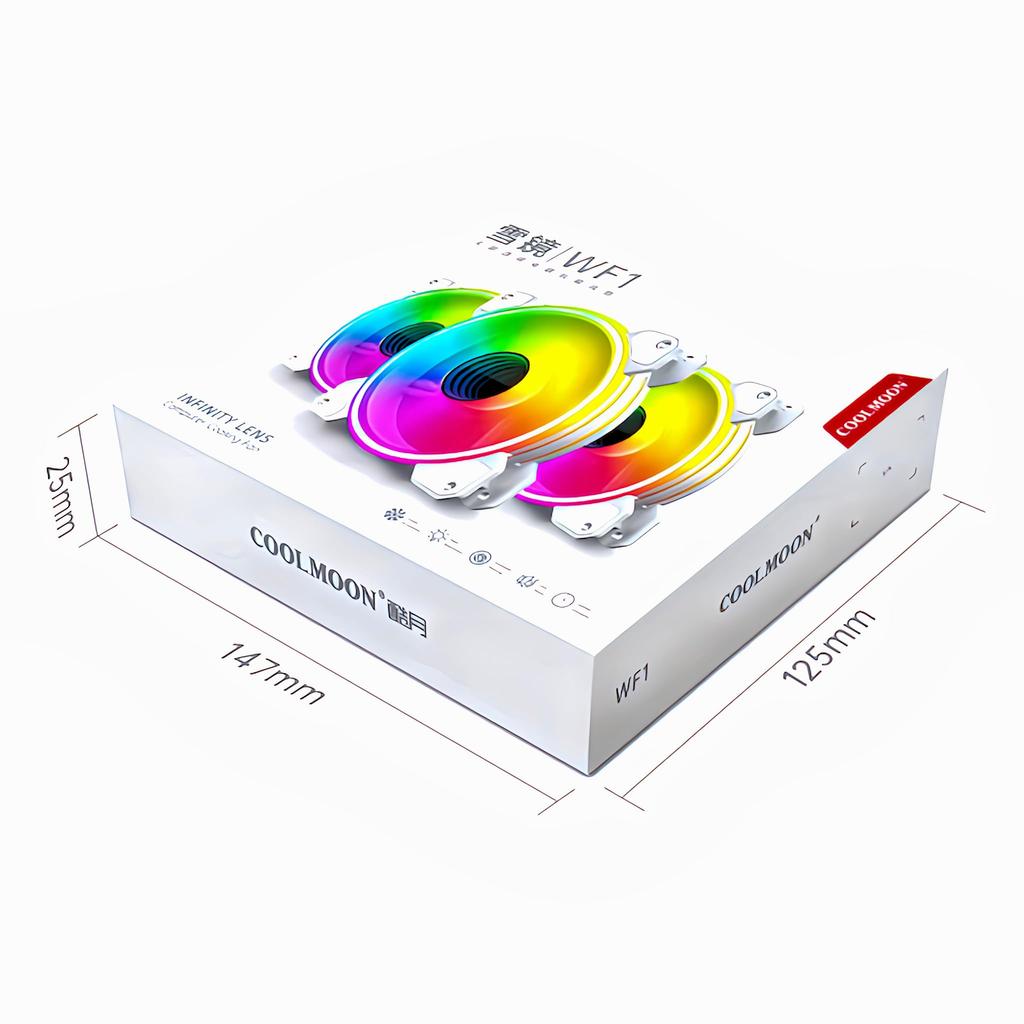 COOLMOON PC Case Fan Set of 5 120mm 4pin PWM LED ARGB 5v 3pin Fan Hub with Controller Remote Control Color Changeable Rotation Speed Changeable