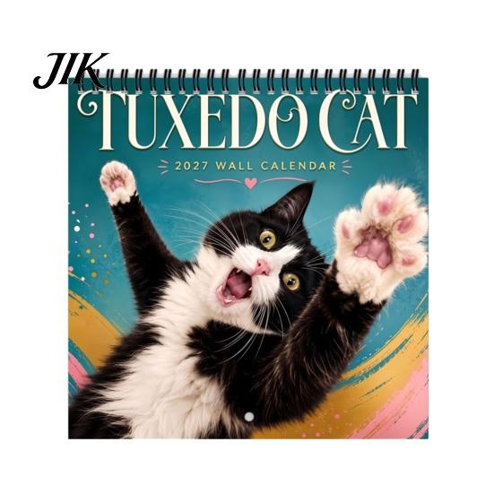 Cute Animal Monthly Organizer 2027 Wall Calendar, Funny Cartoon Illustrations Large Date Grids Spiral Bound Appointment Book Thick Coated Paper Sturdy