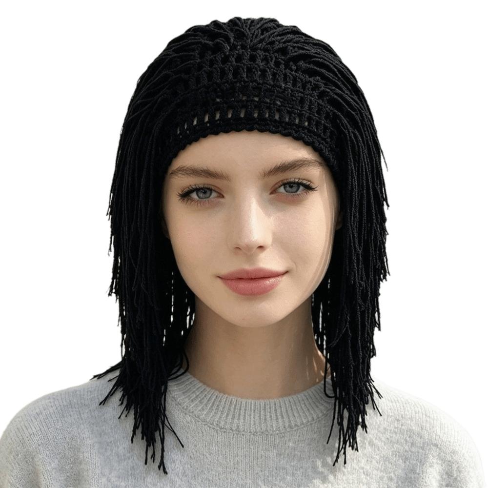 Balaclava Women Men Hand Braid Hat Retro Creative Tassel Wig Hat Reggae Dreadlocks Wig Funny Party