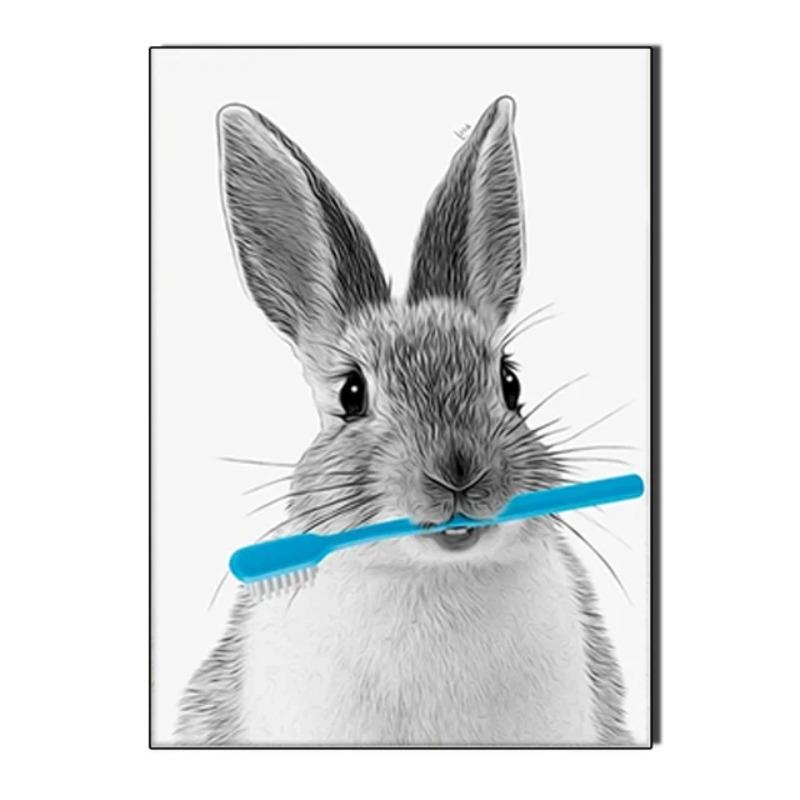 Енот Акула Жираф Попугай Лев Чистка Зубов Холст Картина Настенное Искусство Постер для Ванной Комнаты Декор Туалета Украшение для Душевой