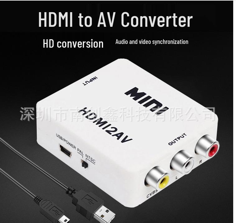Мини-адаптер-конвертер HDMI в AV 1080P