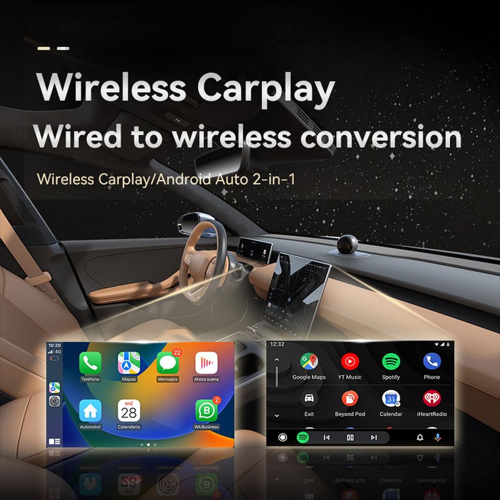 2-in-1 Wireless Android Auto Adapter, Plug Play Converts Wired To Wireless, Fast Auto-Connect, No Delay