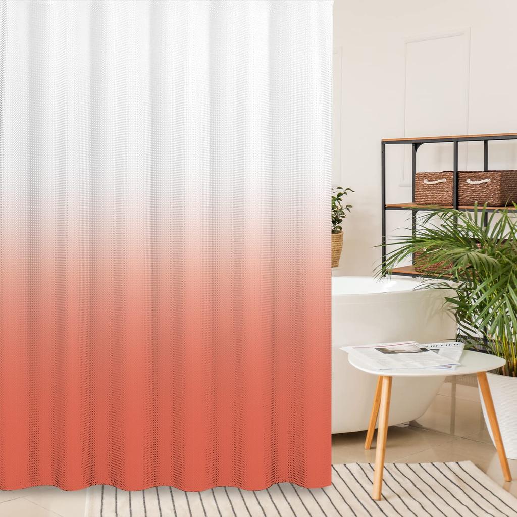 Омбре Бежевый Шалфей Шторка для душа, Лаймово-зеленая Текстурная Ткань Градиент Декор для ванной Водонепроницаемый Набор шторок для ванной с крючками