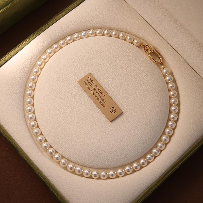 Нишевое жемчужное колье-чокер в корейском стиле: Искусственный жемчуг с сильным блеском для женщин