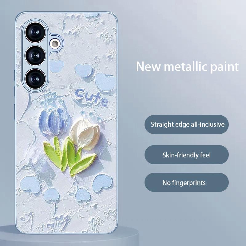 Tulip Oil Painting Glass Phone Case for Samsung Galaxy S25 FE/S23+/S24 Ultra