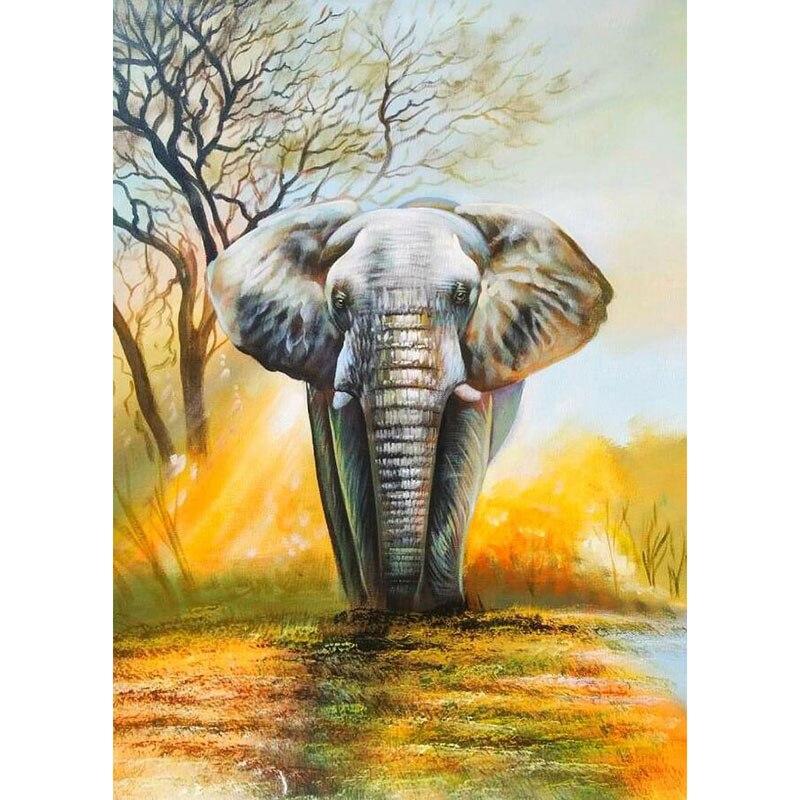 DIY Elephant 5D Diamond Painting Full Round Drill Rhinestone Animal Diamond Embroidery Cross Stitch Mosaic Kits Wall Art Decor