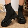 Модные женские ботильоны на платформе с эластичным носком на плоской подошве из кожи, модная женская обувь 2024 года, трендовые ботинки «Челси», зимние новые зимние ботинки Mujer Botas