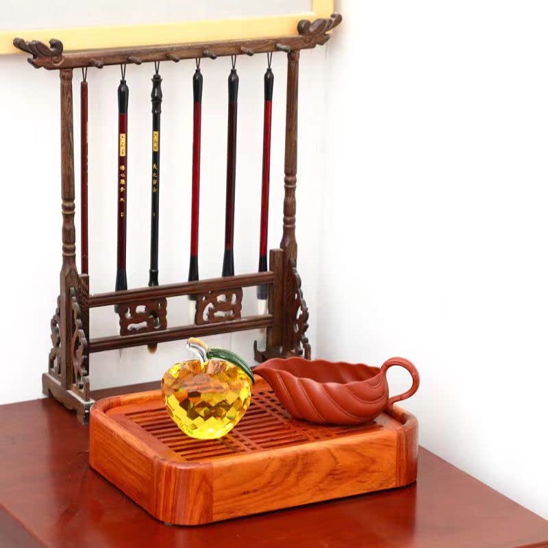 Crystal Glass Apple Figurines, Feng Shui Items, Interior Decor, Suncatchers, Good Luck Gifts, Gifts, 2 Pieces (Yellow and Purple)