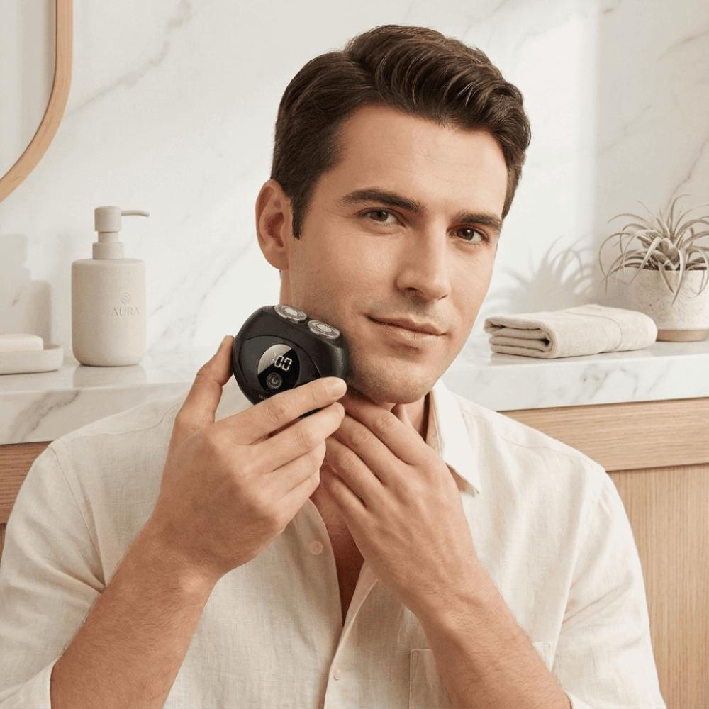 Flying Saucer Shape Men Shaver Digital Display Portable Shaver Facial Shaver Daily Commute
