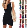 Fashion Women's  Color Round Neck Sleeveless Leisure Time Overlapping Dress