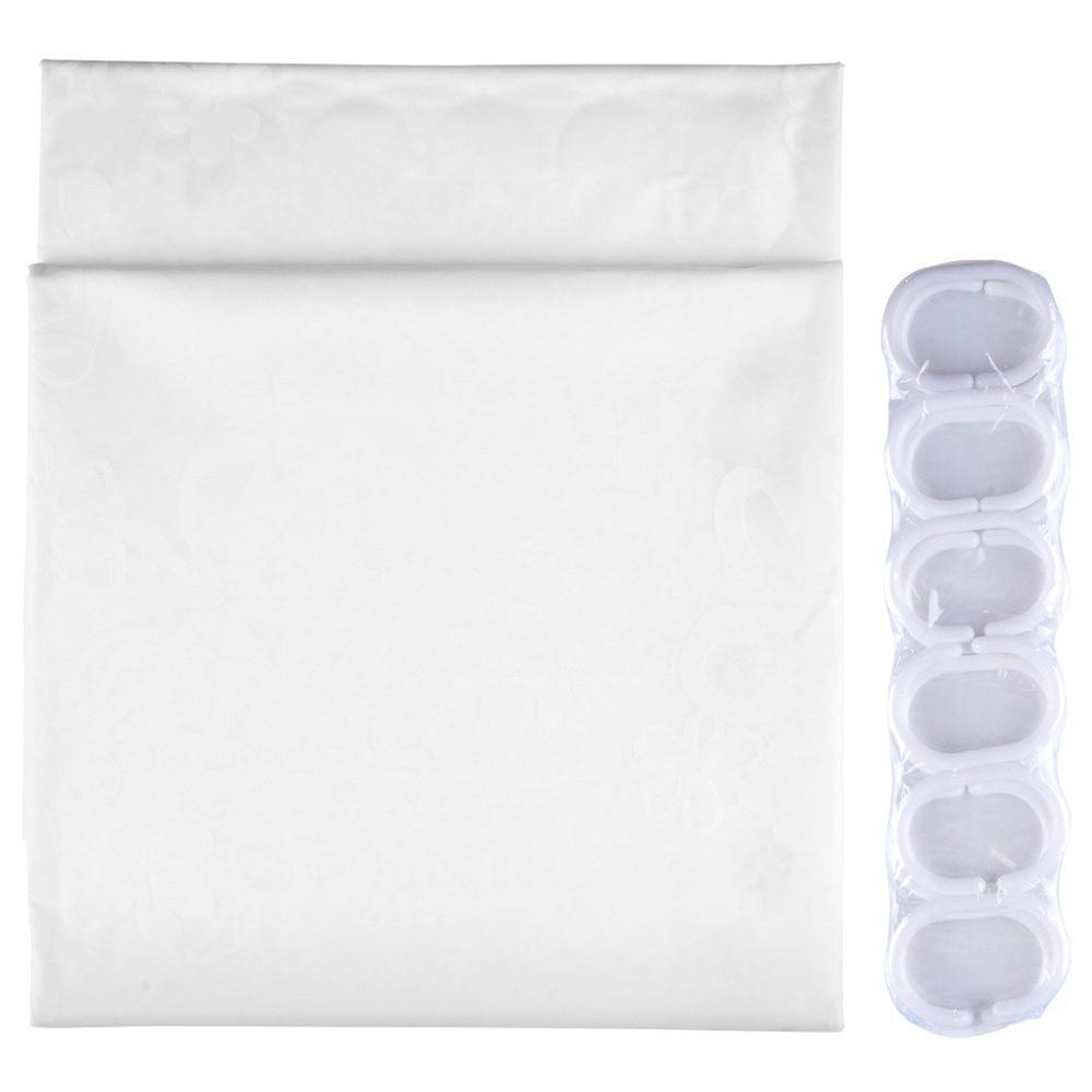 Shower curtain with hooks, waterproof, 180x180 cm