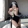 Сестра сексуальный косплей эротический экстремальный костюм монахини, показывающий задницу, униформа горничной, нижнее белье с разрезом для горничной, нижнее белье, искушение, обучение, милый, милый святой пастор