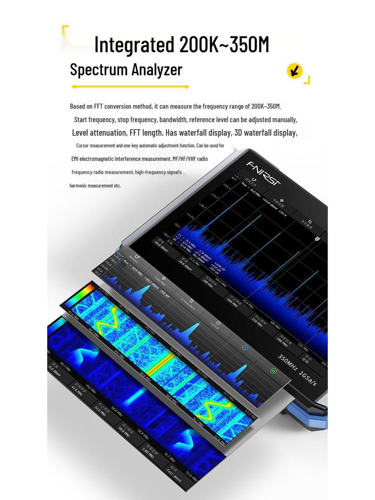FNIRSI DPOS350P 4-в-1 350M Планшет: Осциллограф, Генератор сигналов, Анализатор спектра, Частотомер