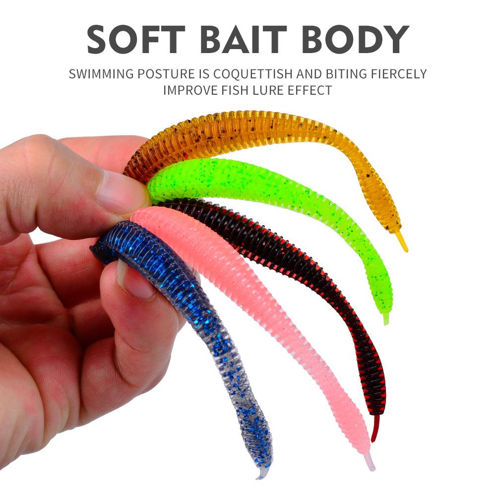 10PC Fishing Soft Bait, Needle Tail Thread Road Bait, Inverted Fishing Bait, Floating Water Soft Insect Biomimetic False Bait