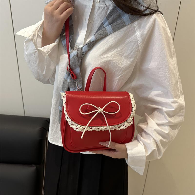 Sweet Girl Bow Small Square Shoulder Crossbody Handbag