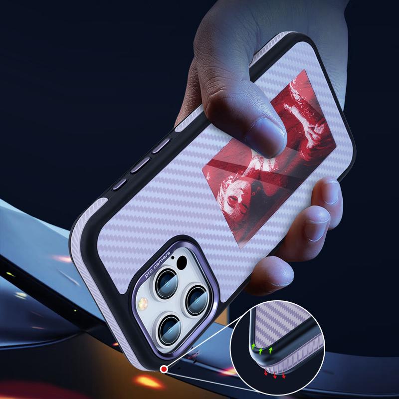 Чехол Gold Shield из двухцветного углеродного волокна для iPhone16 pro/iPhone16 pro max, полностью обернутый, полностью закрытый, устойчивый к падениям и царапинам