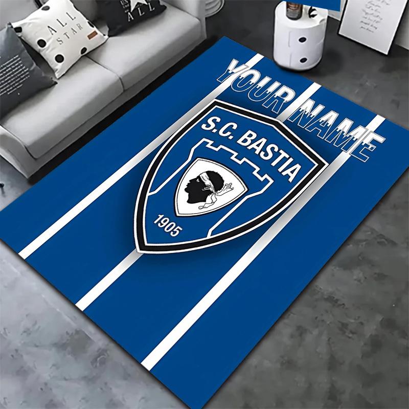 Bastia Crest Blue Custom Name Carpet Rug For Living Room Bedroom Home Sofa Decoration Kids Play Nonslip Floor Mat