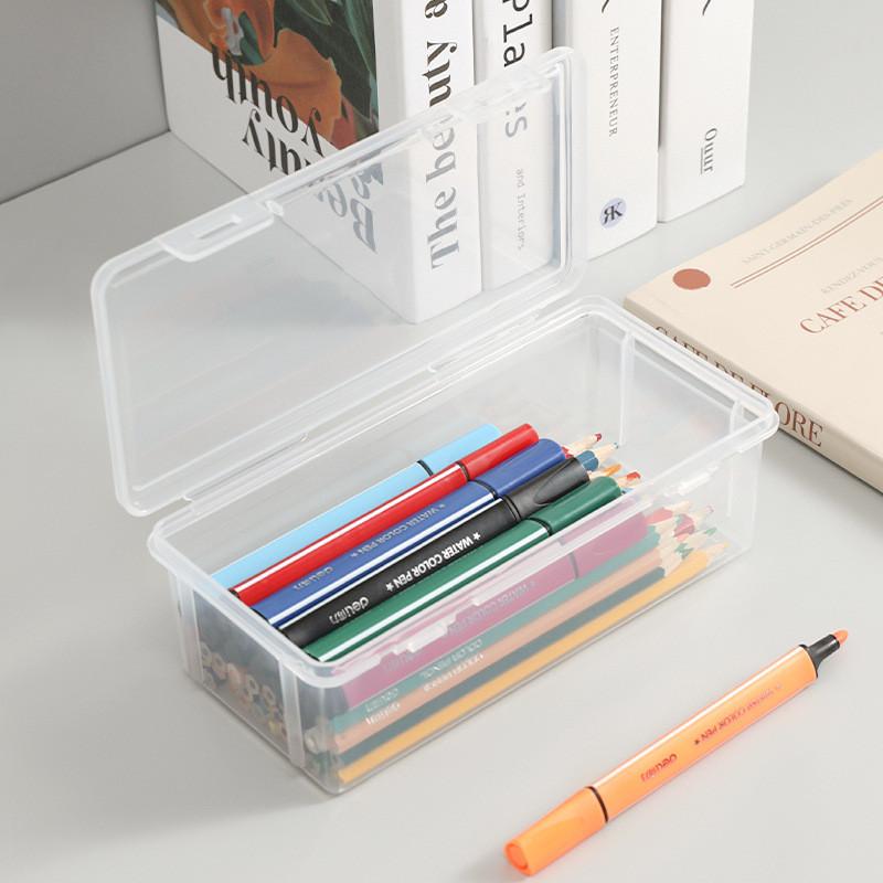 Extra Large Capacity Plastic Pencil Box Stackable Translucent Clear Pencil Box Office Supplies Storage Organizer Box For Gel Pens Erasers Tape Pens Pe