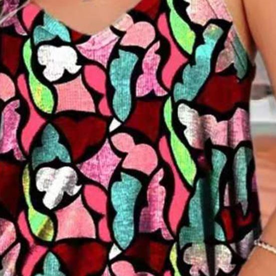 Женский укороченный топ без рукавов с v-образным вырезом и принтом на спагетти, жилет, пляжная одежда