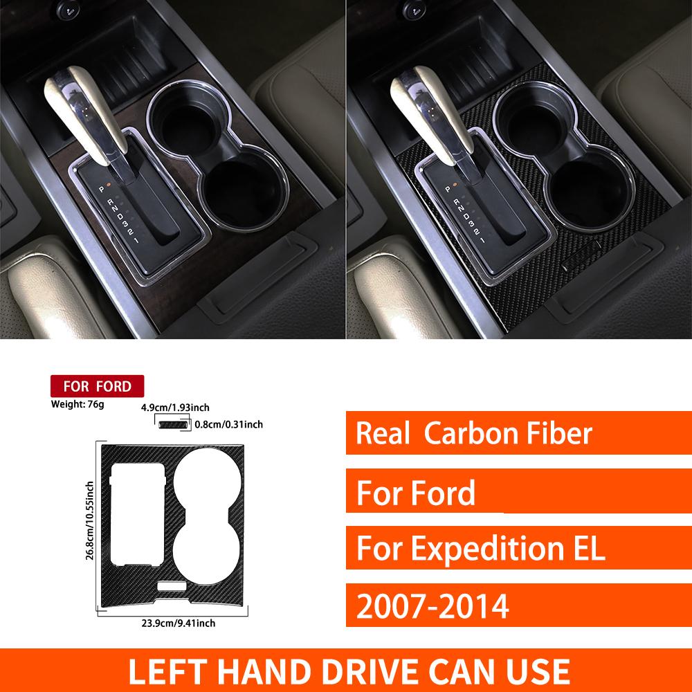 For Ford Expedition 2007-2014 Real Carbon Fiber Stickers Centre Gear Shift Water Cup Panel Car Accessories Interior Decorative