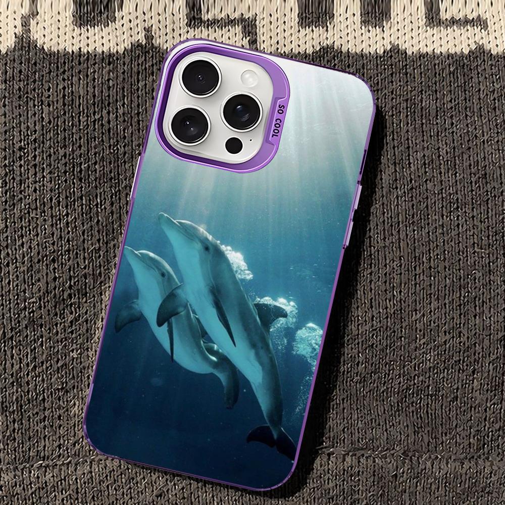 Милый чехол для телефона с дельфином и морскими животными для iPhone 16 15 14 13 12 11 Pro Max X XR XSMAX 8 7 Plus Матовый противоударный задний чехол