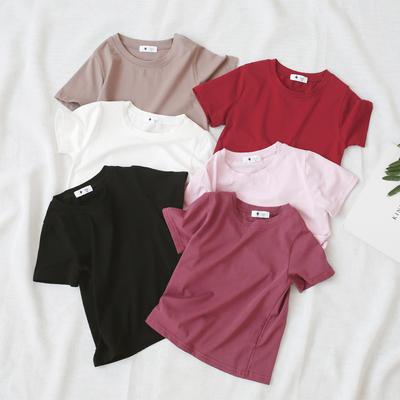 Футболка Candy Color, летняя, новая, базовая однотонная футболка для мальчиков, универсальная футболка с короткими рукавами для девочек