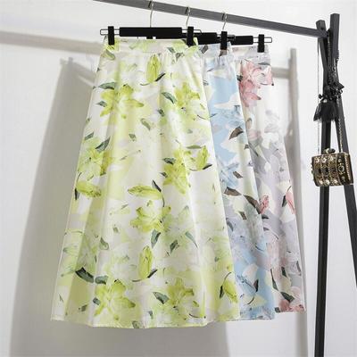 Женские макси-юбки, модные женские винтажные юбки трапециевидной формы с цветочным принтом и эластичной резинкой на талии, женские повседневные свободные шифоновые юбки