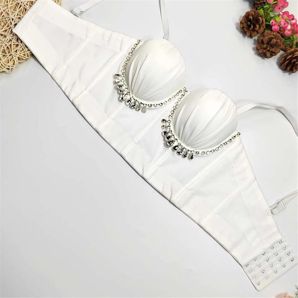 Укороченный топ yushutiff со стразами, бюстгальтер, корсет, топы, одежда для ночного клуба, бюстье Rave, женские вечерние жилеты без рукавов