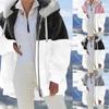 Women's Fashion Plush Zipper Long Sleeve Stitching Warm Sweater Hoodie Winter