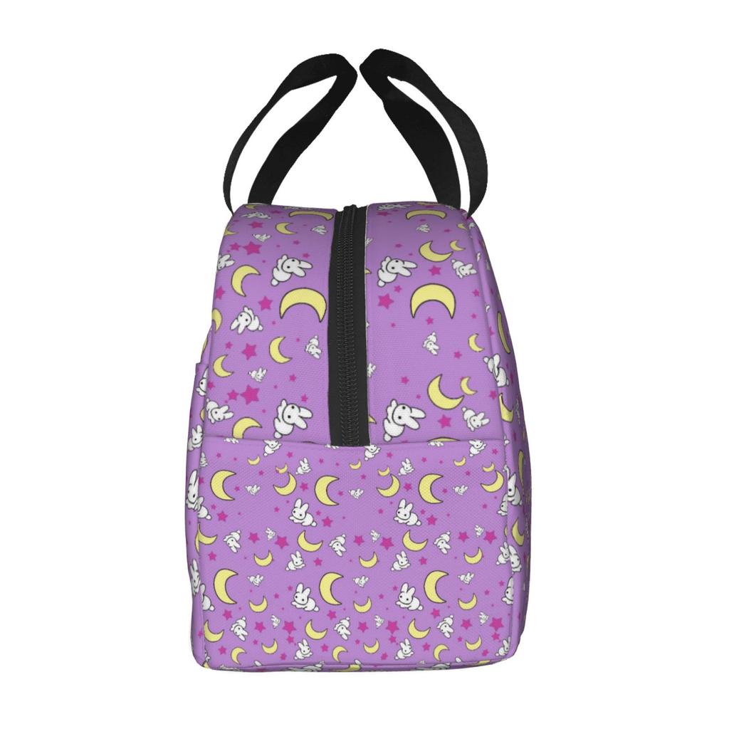 Rabbit of The Moon Pink Pattern Portable Lunch Boxes Waterproof Thermal Cooler Food Insulated Lunch Bag Kids School Children