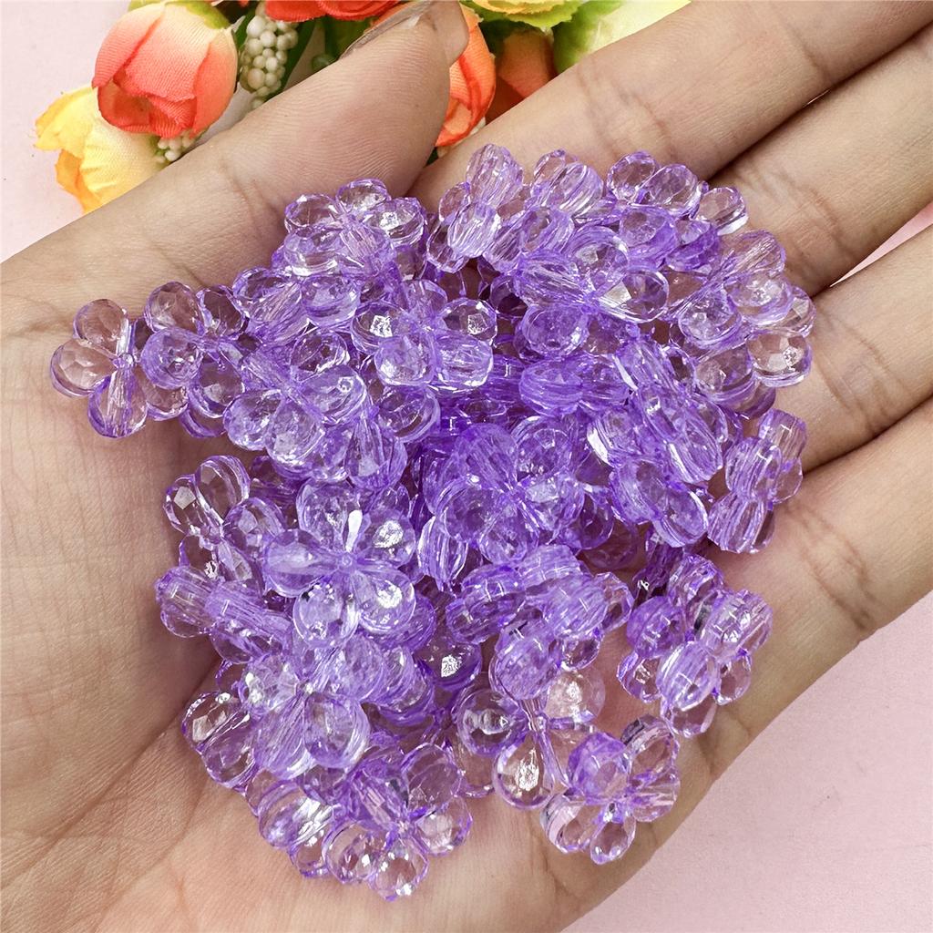 Creative Craft DIY Spacer Loose Beads with Hole Handmade Material 100pcs 14mm Jewelry Accessories Flower Shape Multicolor Acrylic