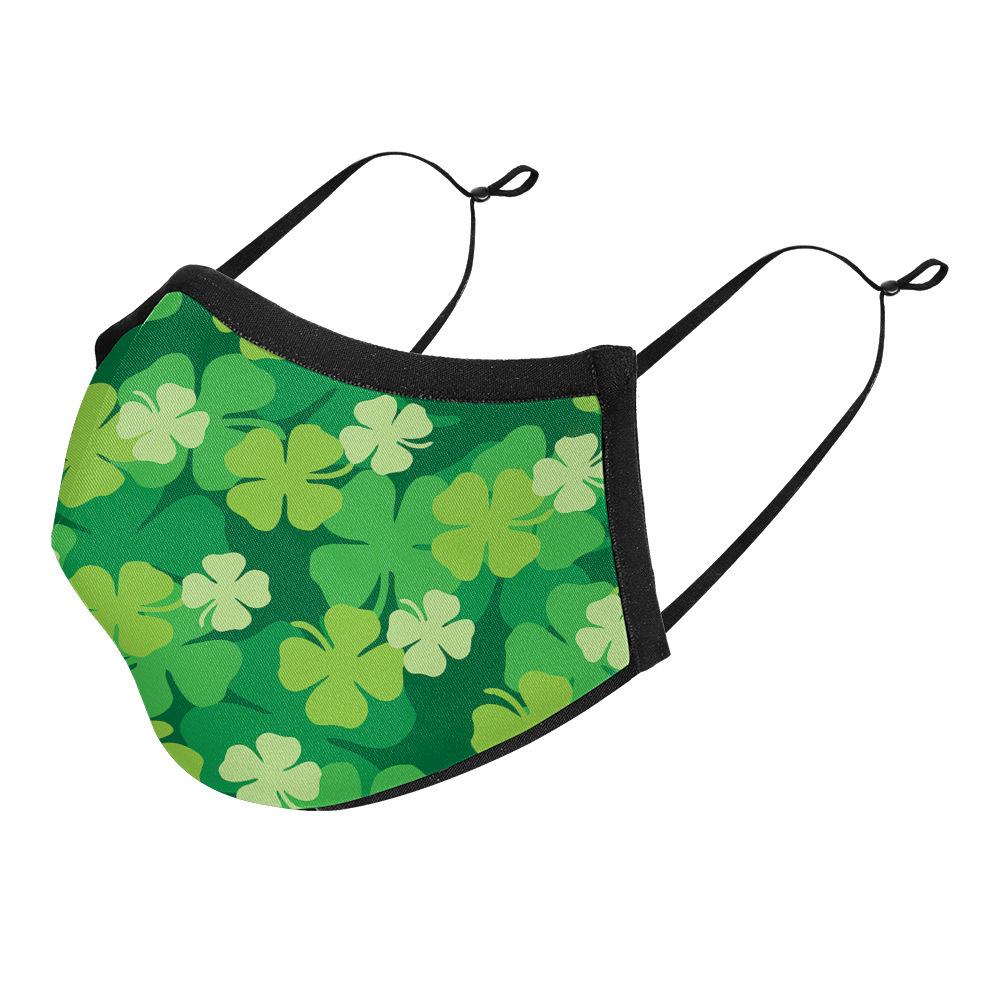 Irish Festival Shamrock Print Sun Protection Breathable Face Mask - Adult Double Layer