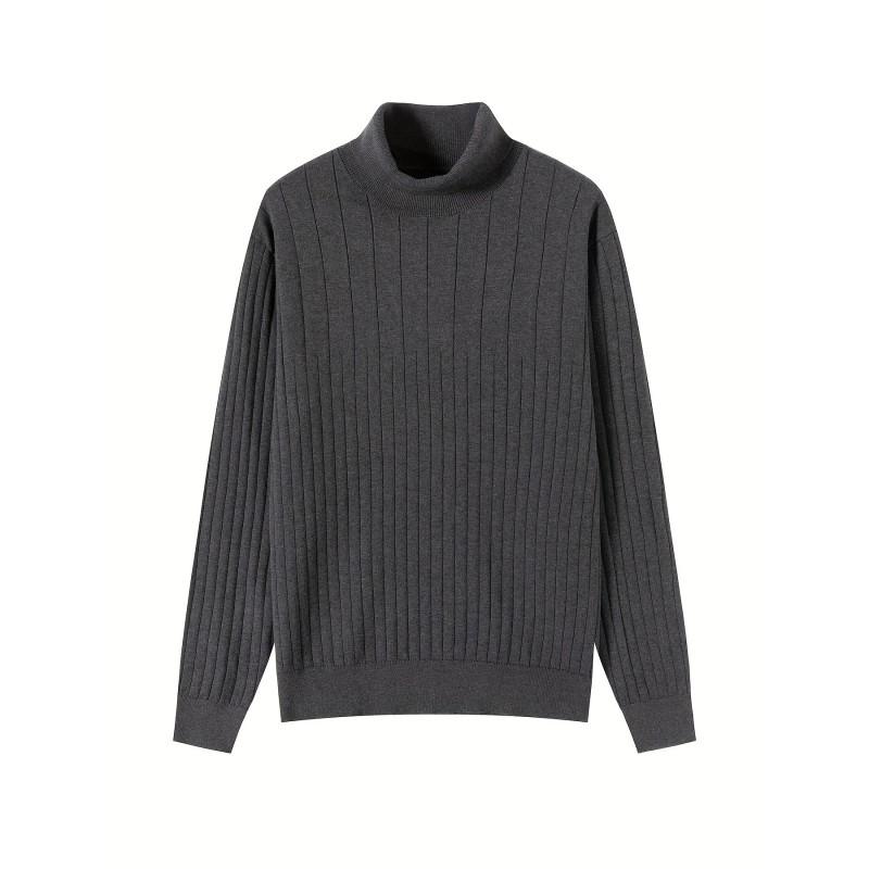 Mens Warm High Neck Knit Sweater Winter Solid Color Casual Long Sleeve Pullover