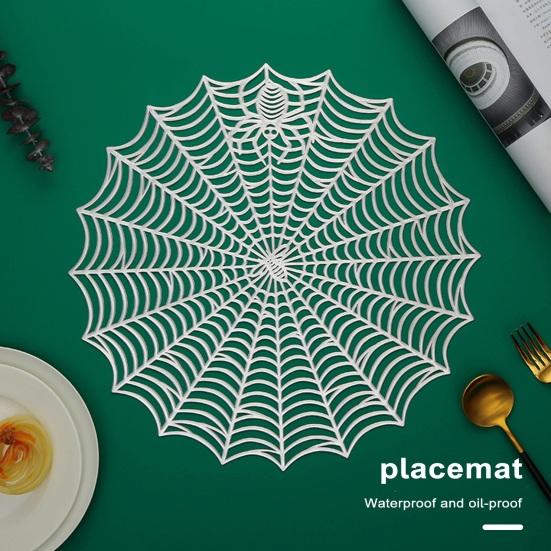 Коврик для стола на Хэллоуин Креативный пластиковый коврик для паутины Водонепроницаемый маслостойкий теплоизоляционный коврик для чаши Многоразовый коврик против ожогов Кухонные принадлежности