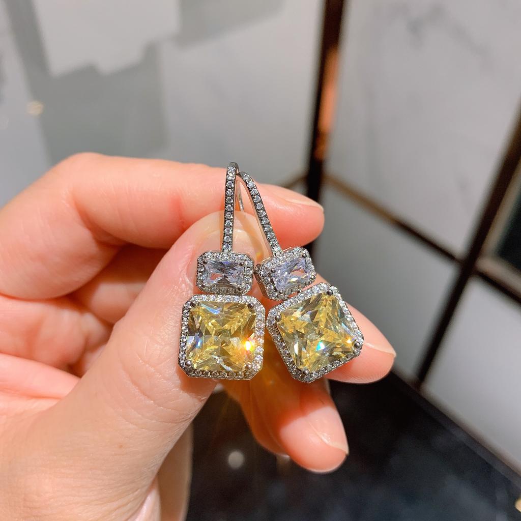 Ювелирные изделия Имитация Желтого Бриллианта Подвеска, Серьги-гвоздики Ожерелье, Женский Красочный Набор Сокровищ.