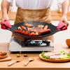 Korean Style BBQ Grill Pan for Stove Top Non-stick Round Frying Pan with Handles Pancake Griddle Pan for Indoor Cooking