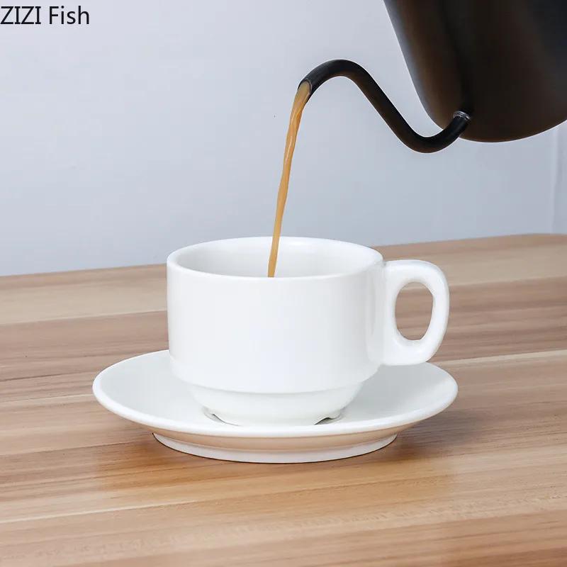 Однотонная керамическая кофейная чашка и блюдце, набор кружек для офиса, европейская парная чашка для послеобеденного чая, домашняя кухонная посуда для питья