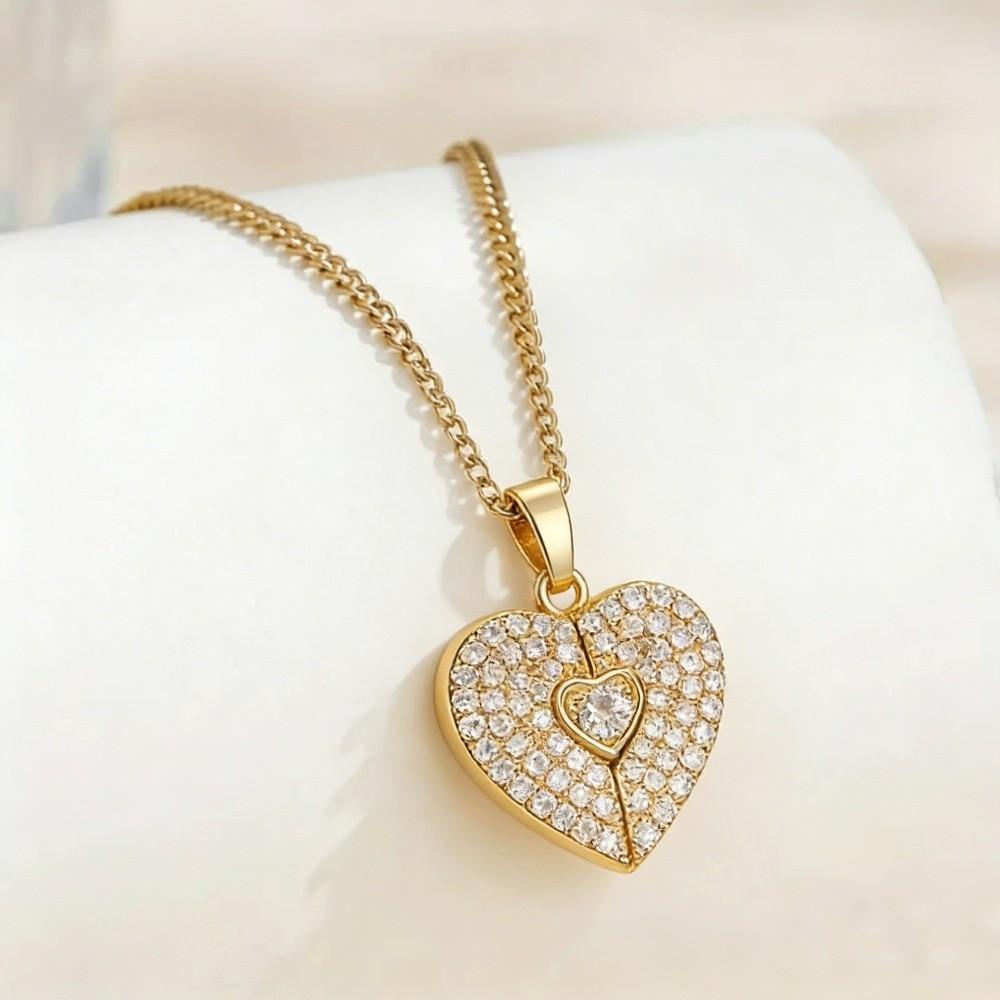 Heart-shaped Pendant Heart-shaped Necklace Handmade Couple Love Locket Heart Opening Locket Gift