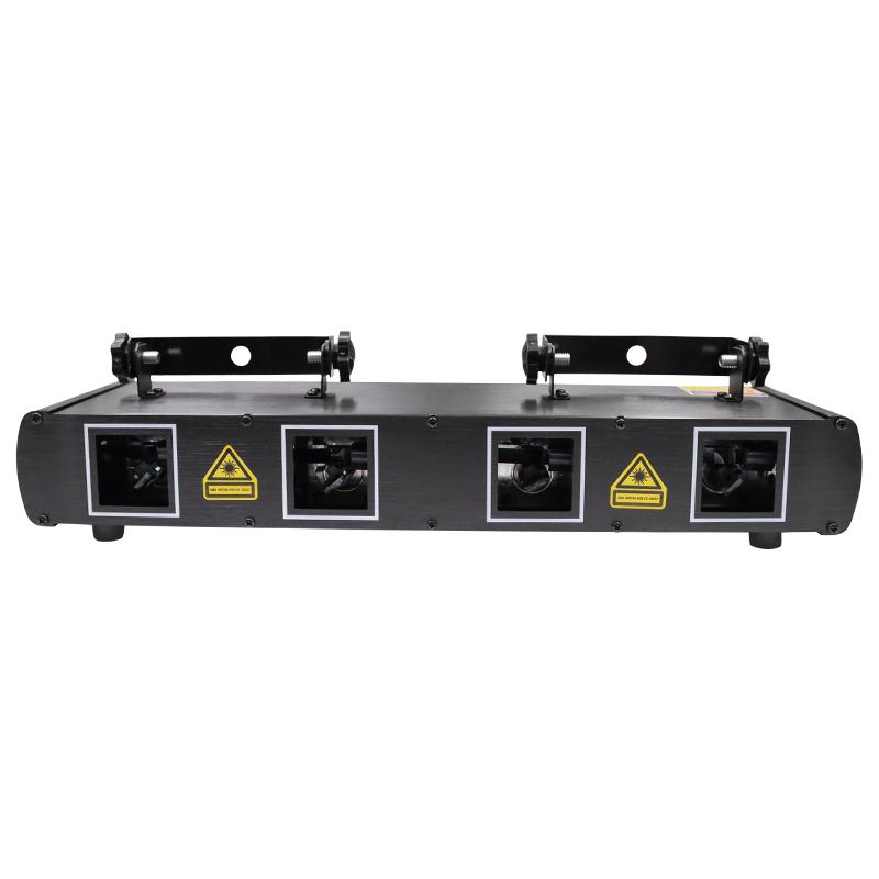 Внутренний четырехлучевой лазерный светильник из алюминия, портативный с голосовым управлением для спальни, семейной вечеринки, сцены, бара (EU Plug)