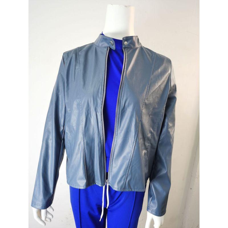 Однотонная женская байкерская куртка из искусственной кожи с длинным рукавом и воротником-стойкой на молнии