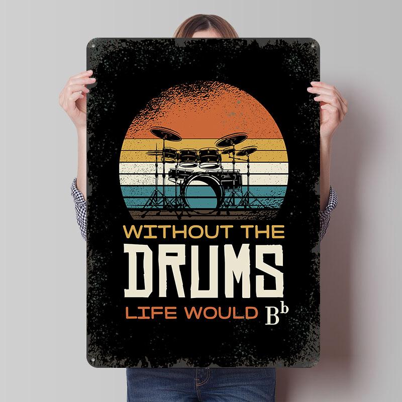 Drums Music Quote Poster Customized Wall Art Vintage Metal Signs Retro Tin Plaque for Man Cave Aesthetic Room Decor Men Home
