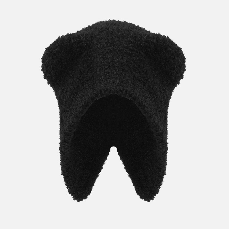 Женская шляпа Вязаная шляпа Большой обхват головы Ушки медвежонка