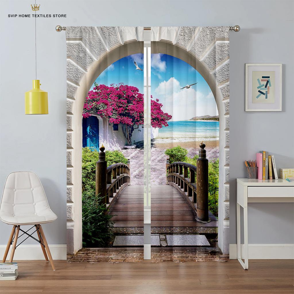 3D-печатные шторы с рисунком неба для спальни, гостиной, балкона и кухни. Украшения можно изготовить по индивидуальному заказу, 2 шт.