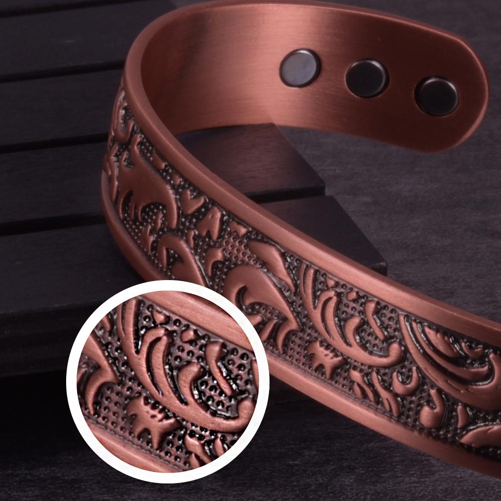 Ikuinen Магнитный браслет из чистой меди для мужчин Регулируемый винтажный браслет шириной 15 мм для лечения артрита Магнитная терапия Энергетический браслет для женщин и мужчин