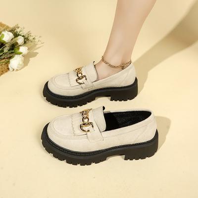 Маленькие кожаные туфли большого размера для женской осени 2025 года, новые, на толстой подошве, с одной педалью