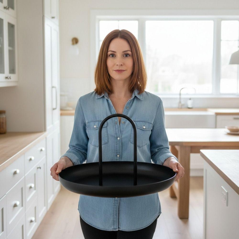 With Handle Serving Tray Aluminum Alloy, ABS Storage Tray Home Decor Round Tray Dining Room Table
