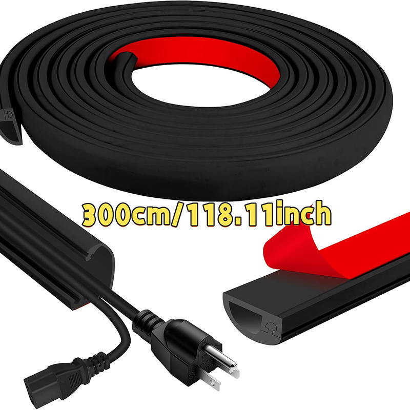 2/3 метра Кабель-канал для организации проводов Невидимая декоративная крышка для проводов Защита от наступания Самоклеящийся мягкий кабельный канал с крышкой