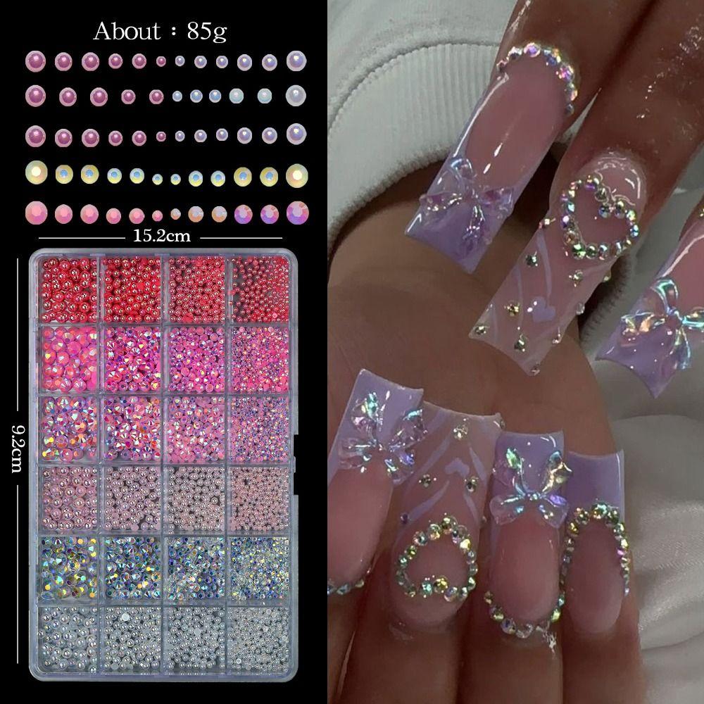 Bowknot Flower 3D Acrylic Nail Charms Sweet DIY Manicure Tools Nail Parts Kits for Nail Art