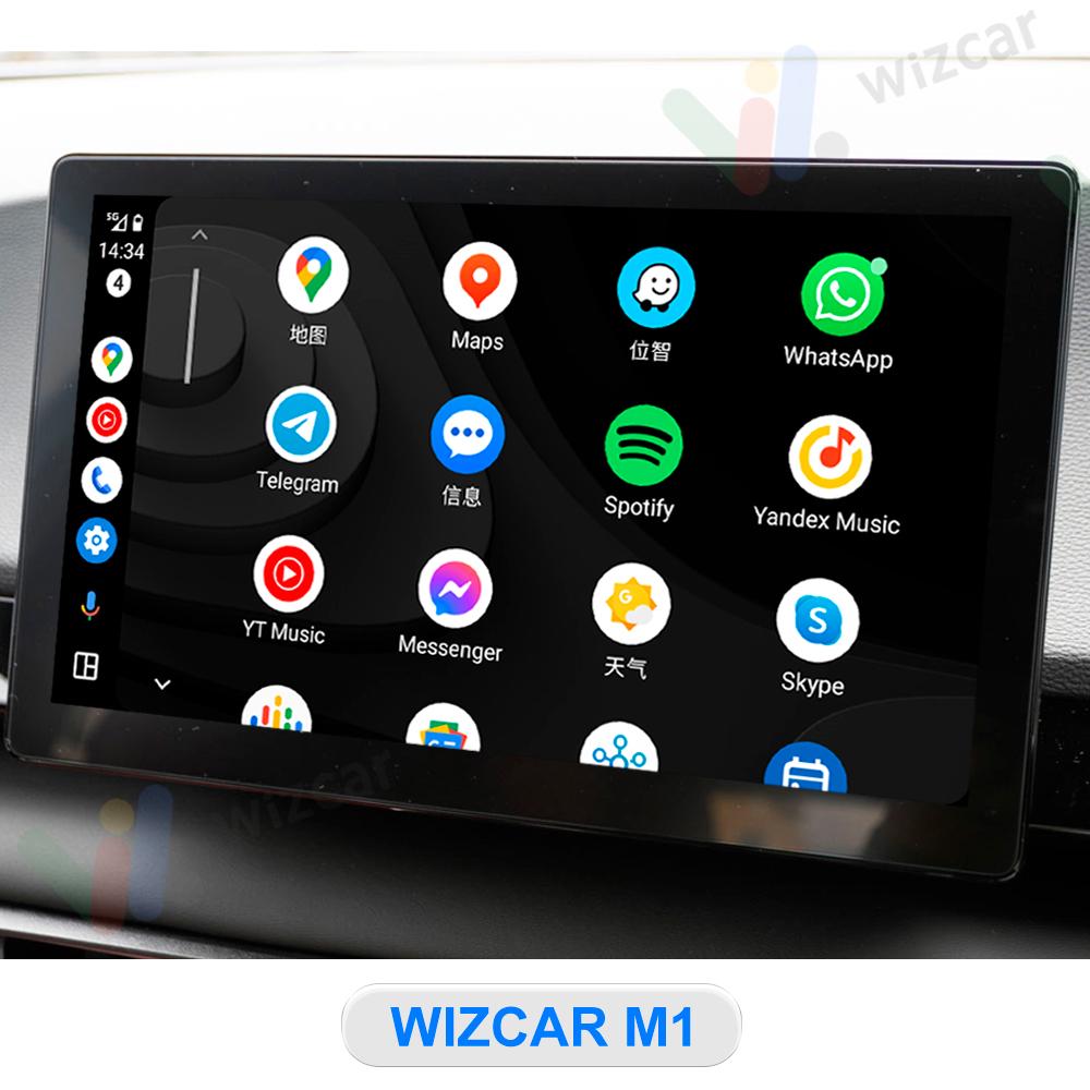 WIZCAR M1 Поддержка Android Auto Карты Google Waze в реальном времени Spotify, Многоязычная локализация медиа Для использования с телефоном Android