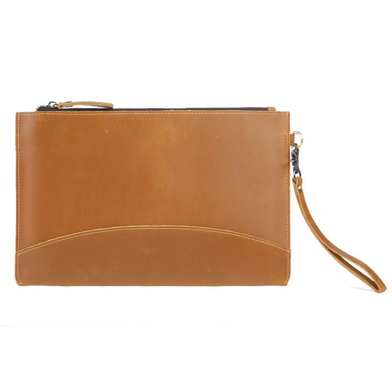 Genuine Leather IPad Case With Pen Slot Vintage Crazy Horse File Clutch Men Business Travel 10 Inch Tablet